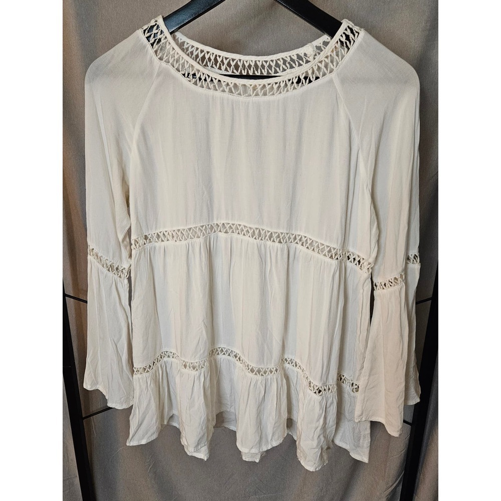 Haute Society White Boho Shirt Size M